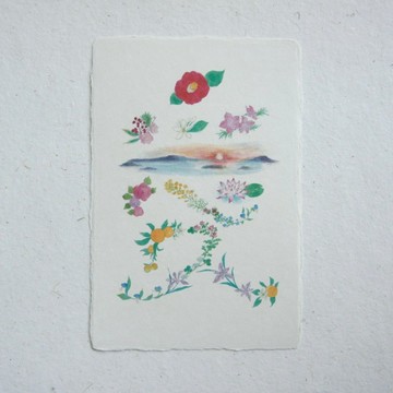 和紙畫卡【愛】花文字 插畫 藝術明信片 / 畫卡 藝術
