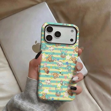 童趣風玉桂狗蘋果17promax16e菲林15二合一iPhone14/13手機殼12硬
