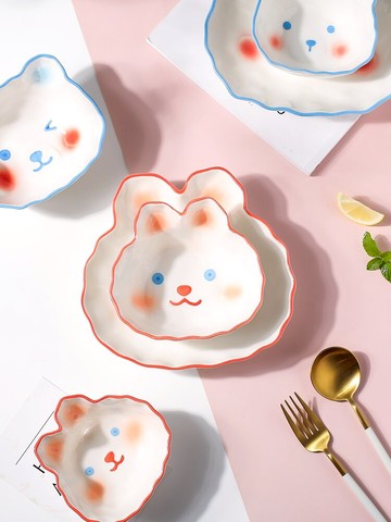 可愛兒童卡通餐具陶瓷盤子創意菜盤碟子家用2021新款早餐盤【林之色】