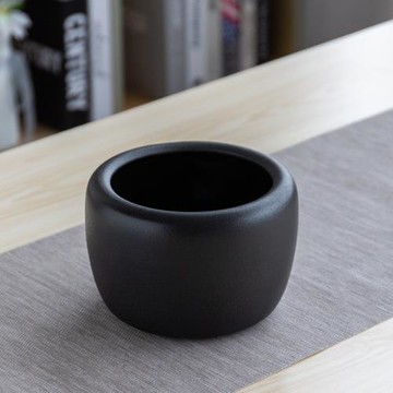 晨翔 手工茶洗大號功夫茶具配件紫砂黑圓滿水洗陶瓷禪風黑水盂