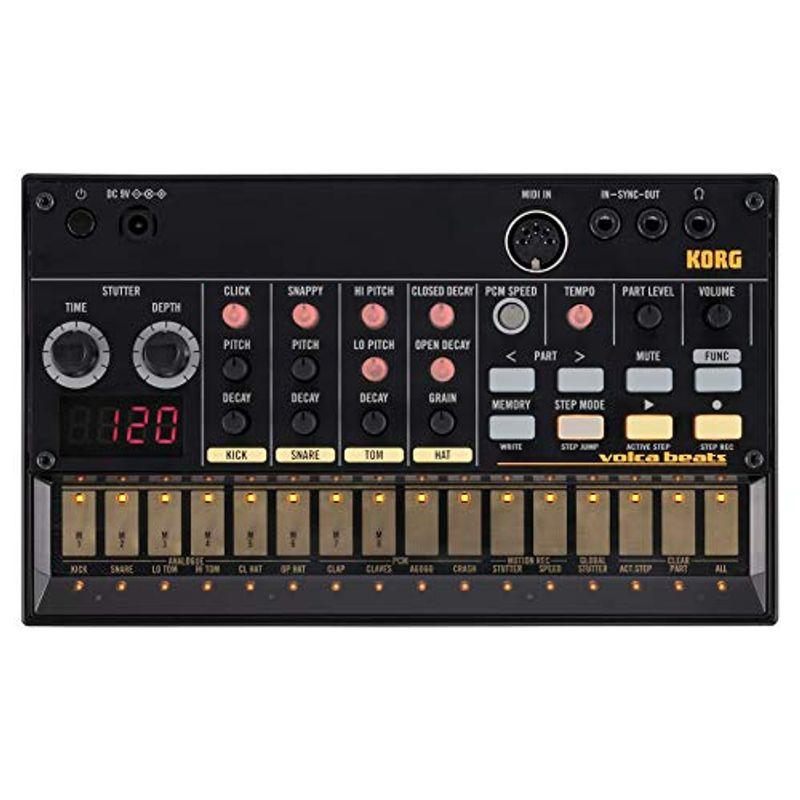 KORG アナログ リズムマシン volca beats 16ステップシーケンサー 電池駆動 スピーカー内蔵 ヘッドフォン使用可 どこでも使