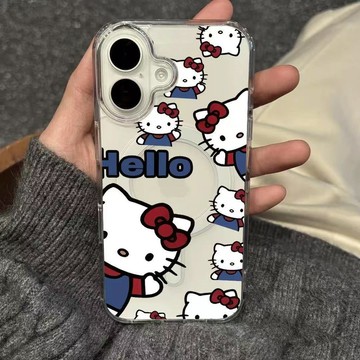 藍色HELLOKITTY貓適用蘋果iPhone16/15/14Promax手機殼13/X可愛新