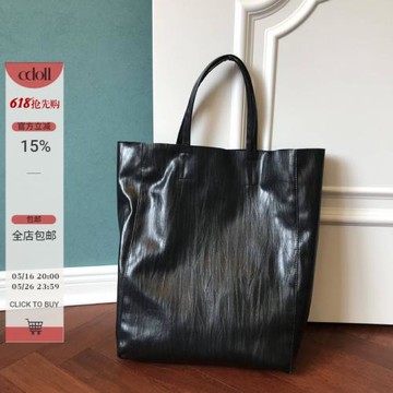 手工制作cabas tote shopping bag歐美風托特購物包（竹葉肌理黑