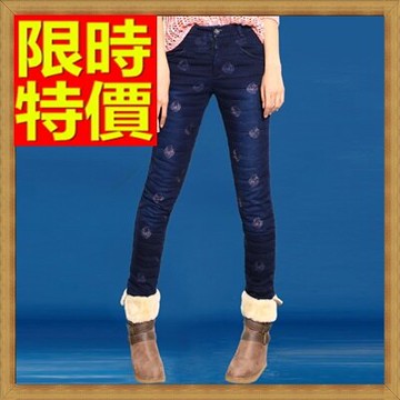 現貨+預購 真 羽絨90%白鴨絨 羽絨褲休閒長褲-牛仔繡花修身加厚女褲子64q41【獨家進口】【米蘭精品】