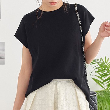 日本 Kobe Lettuce - 立領顯瘦剪裁法式袖上衣-黑