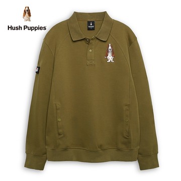 Hush Puppies POLO衫 男裝立體品牌英文刺繡狗長袖POLO衫