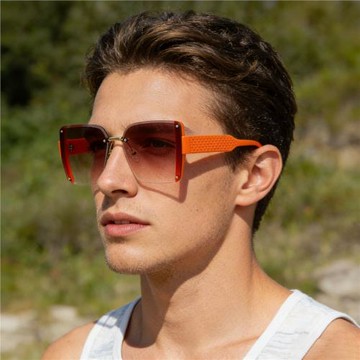 新款ins跨境復古大方框切邊太陽鏡女高級感奢華街拍Y2K百搭墨鏡男