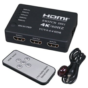 DigiFusion伽利略 H4501RB HDMI 4K@60Hz影音切換器 5進1出+遙控器(現貨)