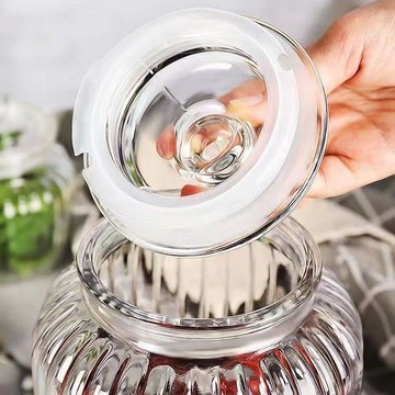 臺灣🎀泡菜罐 密封罐 鹹菜罐子 收納罐【爆款】大號泡菜罈子食品級配蓋加厚家用大口徑廚房玻璃密封罐子