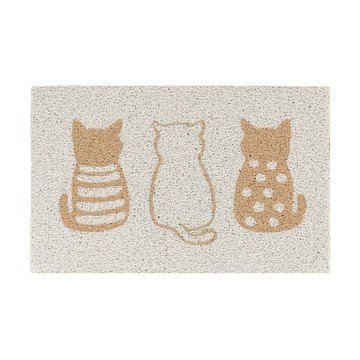 可愛絲圈地墊  貓貓三兄弟 米白色  1個  60 x 40cm