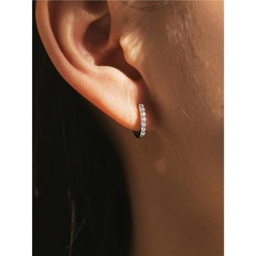 MODIAN摩典莫桑鉆S925純銀簡約排鉆耳圈女小眾日常通勤百搭耳飾