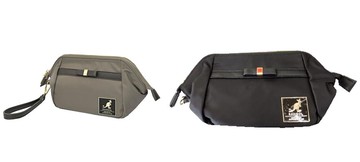 kangol 化妝包大容量分類包萬用包進口防水水晶布+皮革材質框型拉鍊大開口主袋