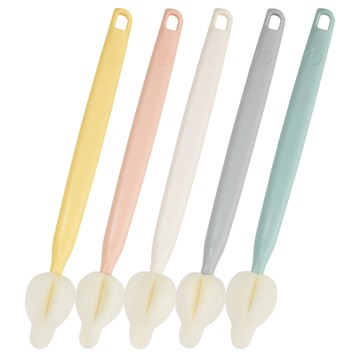 Baby&I 海綿奶嘴刷5入組  黃色+粉色+白色+灰色+綠色  1組