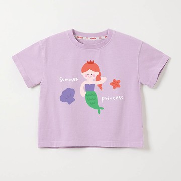 韓國 OZKIZ - 100%澳洲棉純粹呼吸短袖上衣-公主美人魚-薰衣草紫