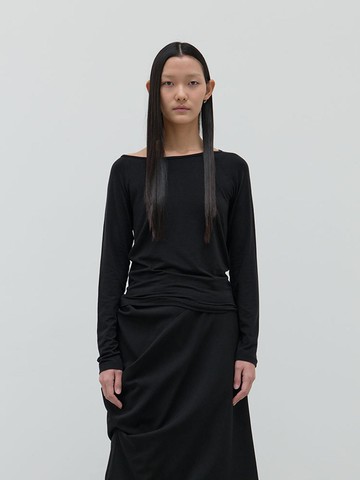 Boat Neck Raglan T-shirt (Black)