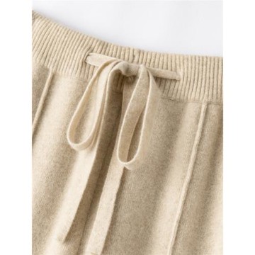 軟糯羊毛針織褲女休閑寬松直筒褲拖地褲外穿闊腿褲打底褲子