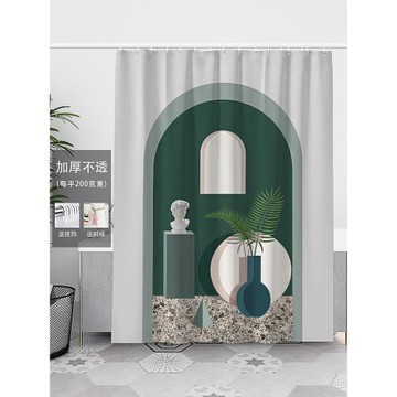 北歐浴簾隔斷簾高檔浴室淋浴掛簾加厚滌綸防霉不透衛生間輕奢窗簾