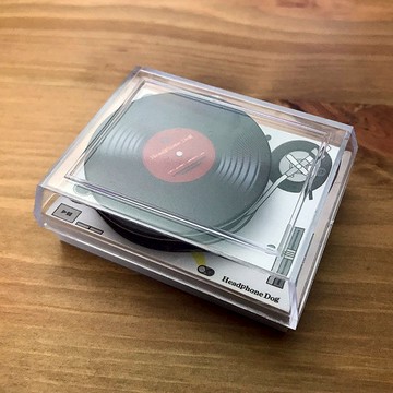 HeadphoneDog｜唱片造型手機伸縮支架－附黑膠唱機包裝－黑紅
