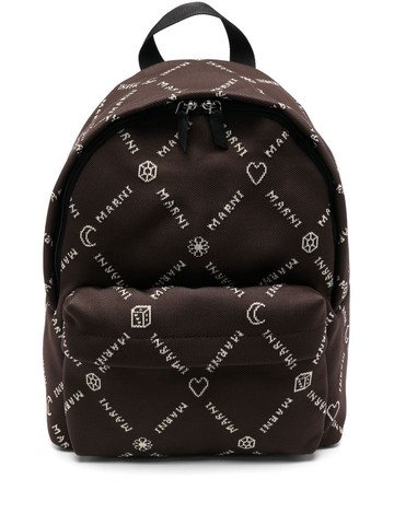 Marni - all-over logo-print backpack - men - Bovine Leather (top grain)/Polyethylene/Polyester/Polyurethane/Bovine Leather (top grain) - One Size -