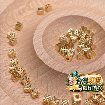 【Rich手作】14K包金 車花方珠 方塊 隔珠 圓形 切角珠 圓盤 切角桶珠 通孔 水晶設計 diy材料 串珠材料