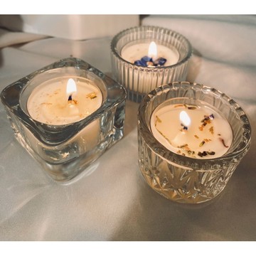 現貨 透明玻璃燭台 小茶蠟燭台 香氛蠟燭 燭台 香薰容器 蠟燭燭台 小茶蠟