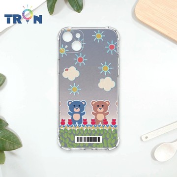 TRON IPhone 14 PLUS 小熊與花系列 四角防摔載具殼 軟殼 手機殼