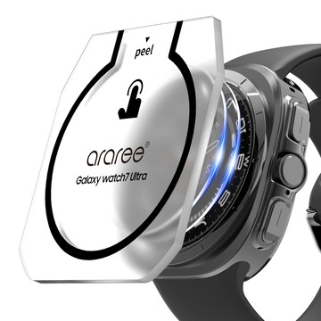 Araree 9H高強度全覆蓋強化玻璃螢幕保護貼 47mm 2個  Galaxy Watch 7 Ultra  透明色  1組