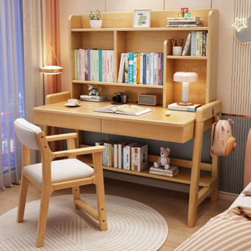 【匠俱】實木學習桌 書架書桌 140x60x135cm 兒童升降學習桌 寫字桌 成長桌 辦公桌 電腦桌