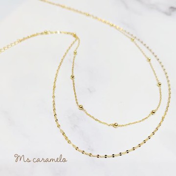 【焦糖小姐 Ms caramelo】925純銀鍍K黃 雙層項鍊