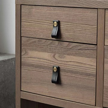 oroliving新品北歐極簡皮拉手衣柜櫥柜抽屜門把手植鞣革黃銅拉手