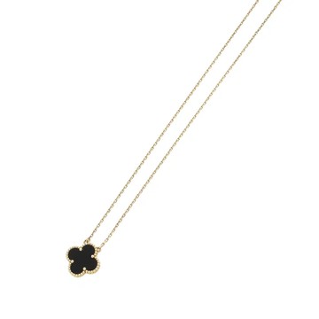 VAN CLEEF & ARPELS VINTAGE ALHAMBRA 經典幸運草吊墜項鍊 / 18K金 / 黑瑪瑙 / VCARA45800