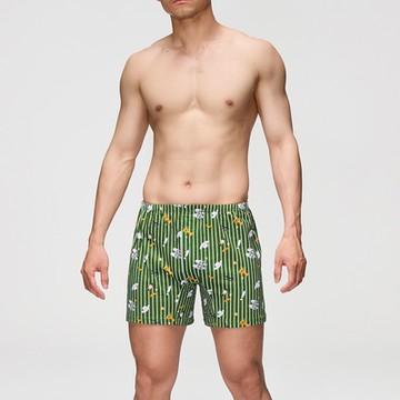 DADADO-品味老爹 M-3L印花四角男內褲(綠) 天然絲光棉-吸濕排汗-GHQ425GR