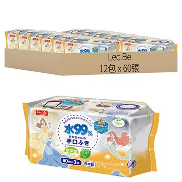 Lec.Be 迪士尼 口手專用純水99%濕紙巾 公主大集合  60張  12包