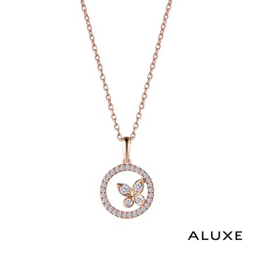 A-LUXE 亞立詩 18K金0.20克拉鑽石飛舞蝴蝶項鍊