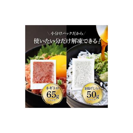 ふるさと納税 訳あり高知県産釜揚げしらす（8P）と天然マグロのタタキ丼（6P）セット（小分け） 高知県芸西村