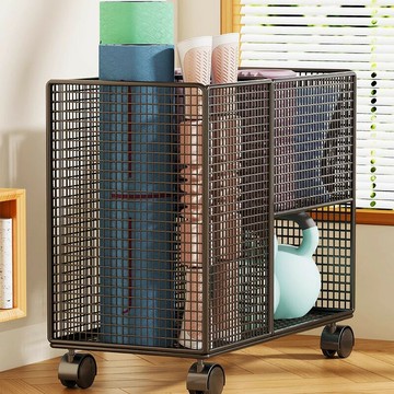 瑜伽墊收納筐家用夾縫帶輪可移動健身器材體育用品泡沫滾輪置物架ws7251