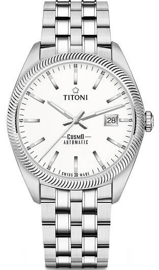 TITONI 梅花錶 宇宙系列 摩登經典機械腕錶(878 S-606)-41mm-白面鋼帶【刷卡回饋 分期0利率】【APP下單點數13倍送】