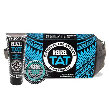 REUZEL 刺青專用保養清潔經典紳士盥洗包組(刺青保濕溫和去角質沐浴膠 100ml/刺青保濕亮色修護膏 35g)