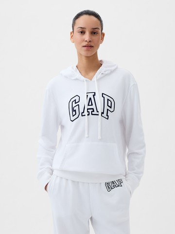 女裝 Logo刺繡帽T-白色