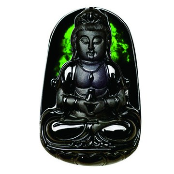 【典藏富玉】天然A貨極品墨翠寶瓶觀音