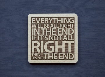 一句話原木杯墊 最終一切都會有好的結果