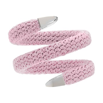 BOTTEGA VENETA 657468 純銀環繞式鉤編徽標端蓋手環/手鐲(粉色)