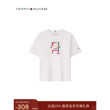 (免運)Tommy春夏童裝女純棉平紋休閑彩色字母刺繡圓領內搭短袖T恤上衣