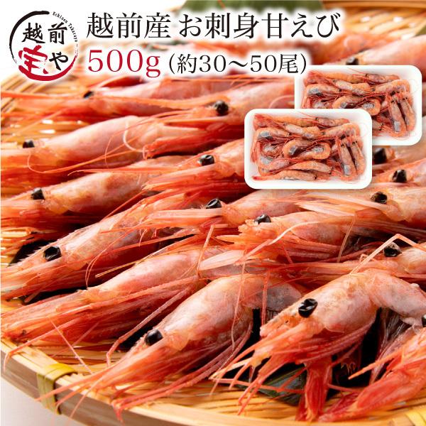 甘エビ 刺身 500g（250g×2) 30-50尾 甘えび 甘海老 あまえび 冷凍 子持ち 子無し サイズ不揃い 福井産 えび 海老 ((冷凍))