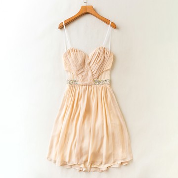 韓版氣質性感禮服裙 名媛晚宴年會修身顯瘦 抹胸鑲鉆網紗連衣裙