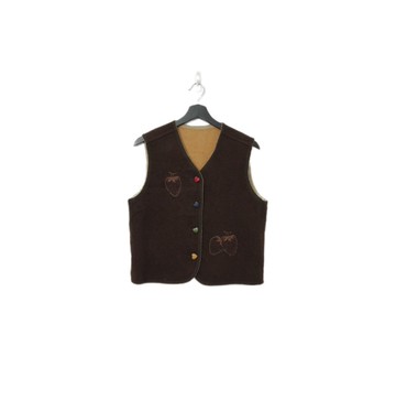 Back to Green-復古毛料背心 咖啡色兩面可穿  v-40/sweater vest