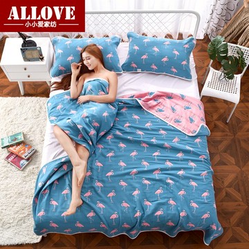 全棉六層紗巾毛巾被純棉紗布空調被兒童蓋毯子2.0m雙人夏被三件套