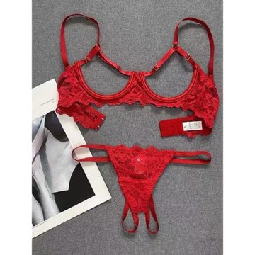 小胸顯大！蕾絲有鋼圈上托聚攏鏤空胸罩情調內衣顯胸奶罩文胸套裝