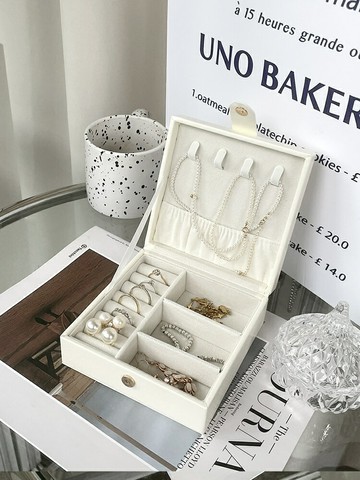 飾品首飾收納盒 韓國ins風簡約高級感首飾盒飾品戒指項鏈耳環收納正方形手飾品盒