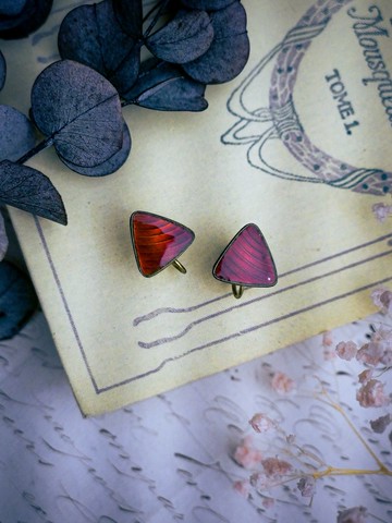 Aksel Holmsen 深紅浪紋琺瑯耳環—北歐古董珠寶 Vintage Jewelry